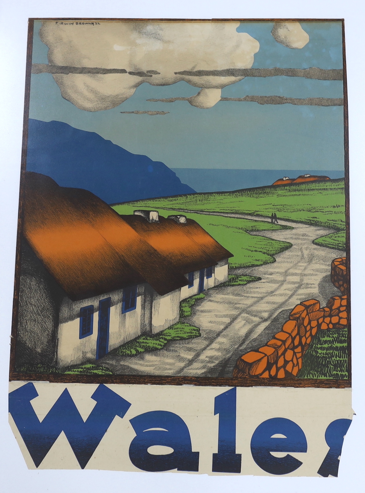 Pieter Irwin Brown (Dutch-Irish 1903-1988), colour lithograph, Wales, signed in the plate and dated 1832, 63 x 45cm